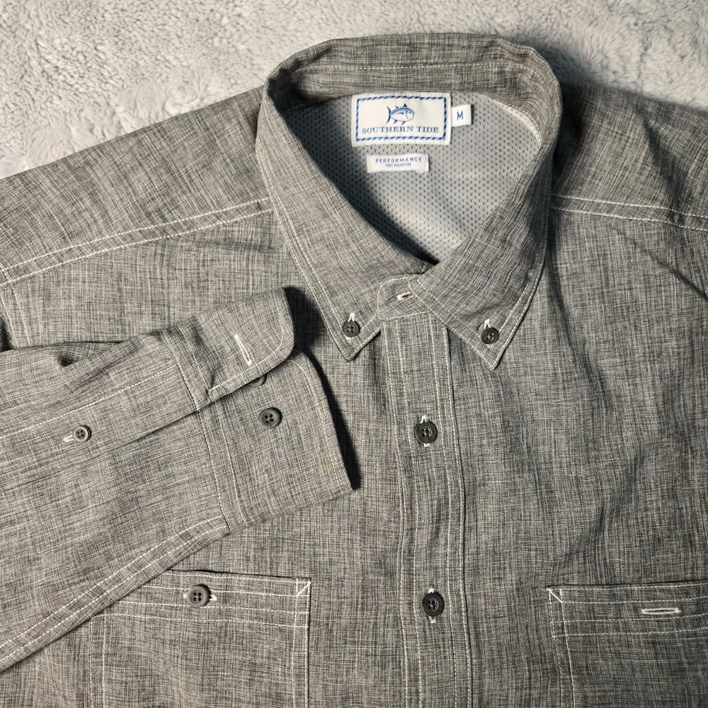Southern Tide Shirt Mens Large Gray Performance Stretch Vented Long Sleeve